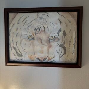 Eye of the Tiger Framed Colored Pencil Sketch, Original Local Artist